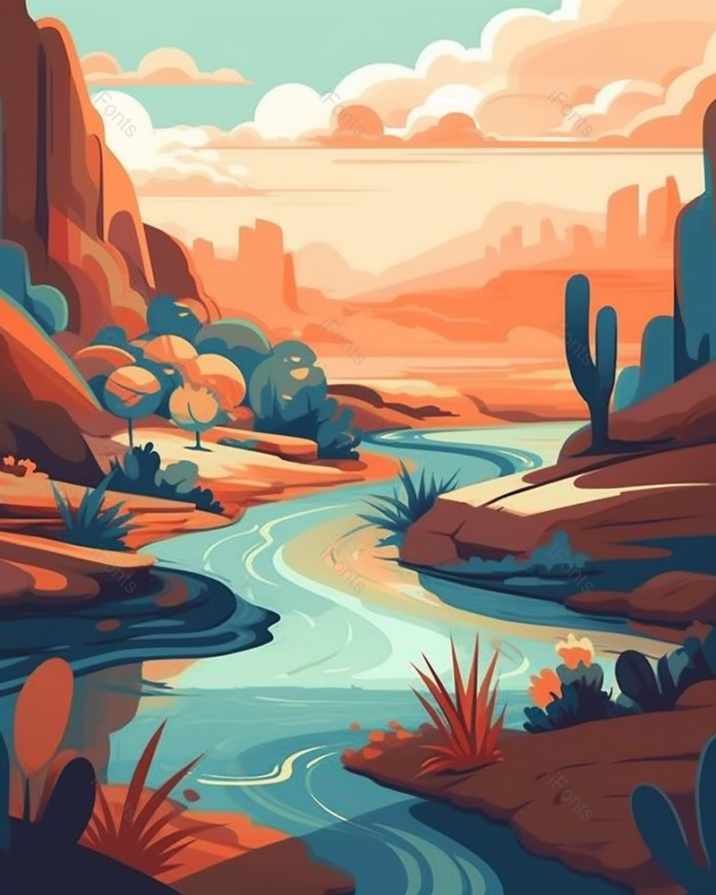 卡通彩色山水岩石插画背景,插画/手绘图,插画/手绘图库,插画/手绘图下载,插画/手绘